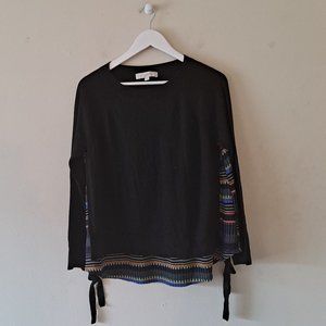 Loft Black w/ Multicolored Chiffon L/S Sweater - L